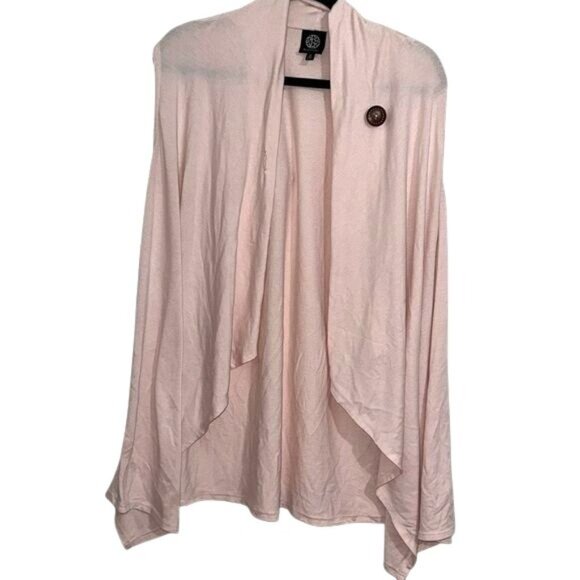 Bobeau Womens Sleeveless Cardigan With Button Accent Pink Size 1X - Picture 1 of 6